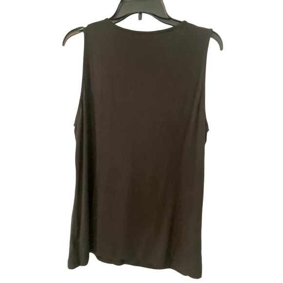 Michael Kors WomenTop Black Ruffle Front Sleeveless Gold Front Zip Shirt XL - Picture 6 of 10